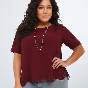 Torrid Crepe Laser Cut Blouse